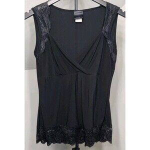 j.t.b. Women's Small Laced V-Neck Sleeveless Camisole Black Stretch Lace trim